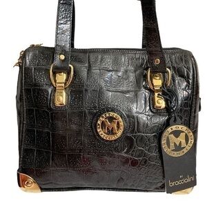 Metrocity by Braccialini vintage embossed leather bag made in Italy
